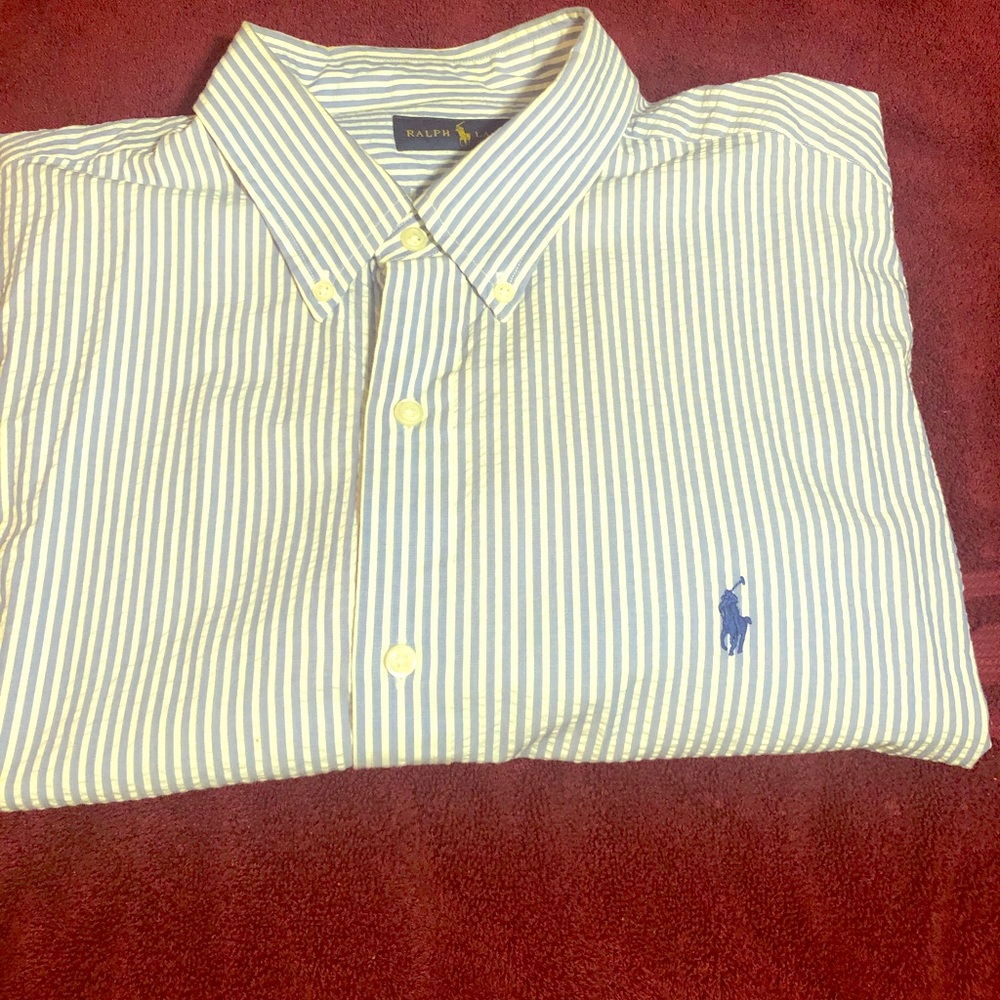 Men’s polo seer sucker short sleeve shirt